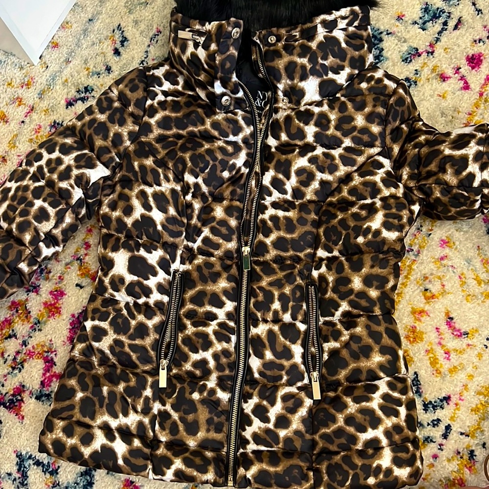 Brand New Leopard New York and Co puffer coat